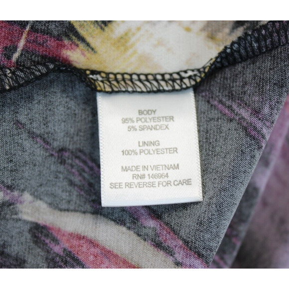 Signature By Robbie Bee Dress Faux Wrap Knot Women 1X Black Printed 3/4 Sleeve - Picture 11 of 14